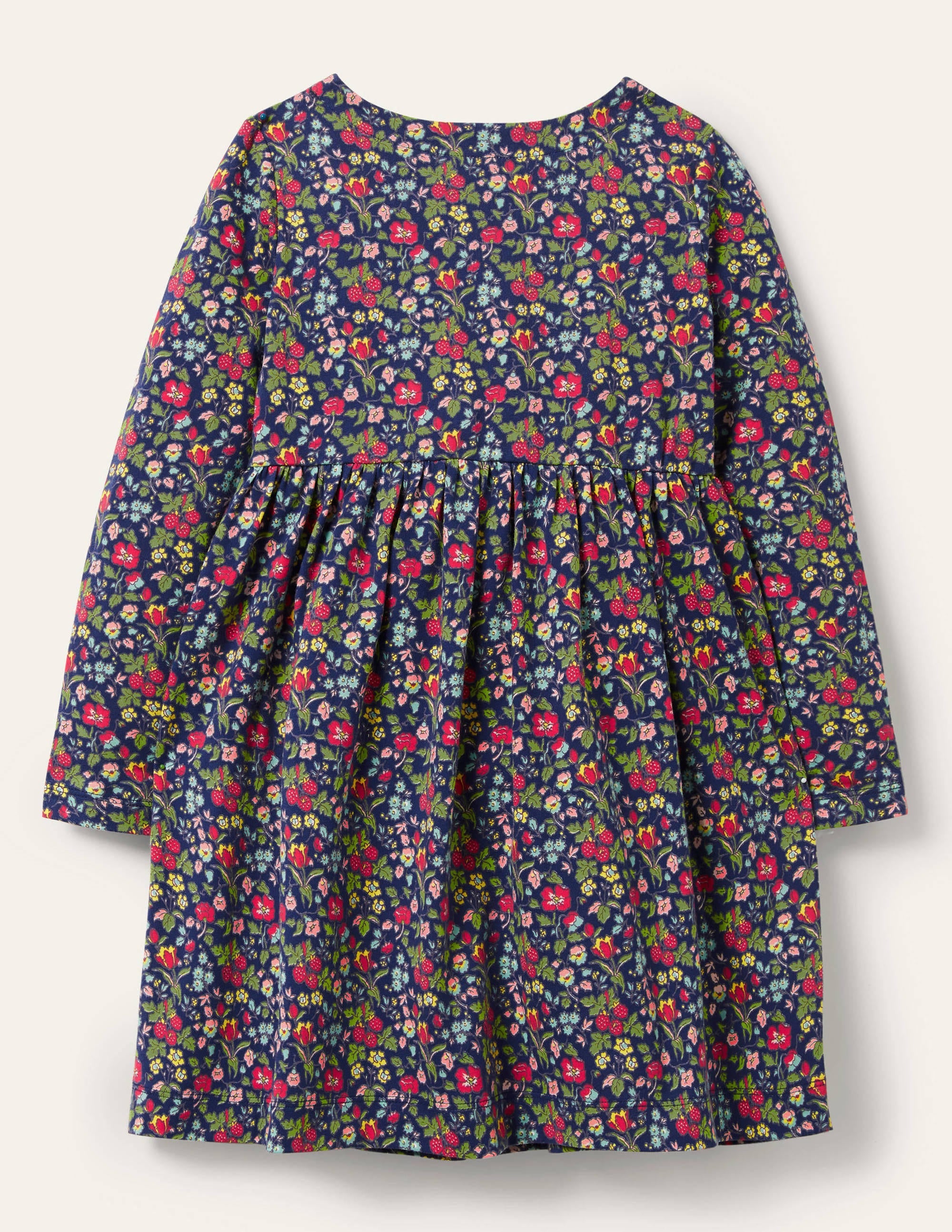 Fröhliches Jerseykleid mit langen Ärmeln-Segelblau/Herbstbeere, Blumenmuster - Image 2