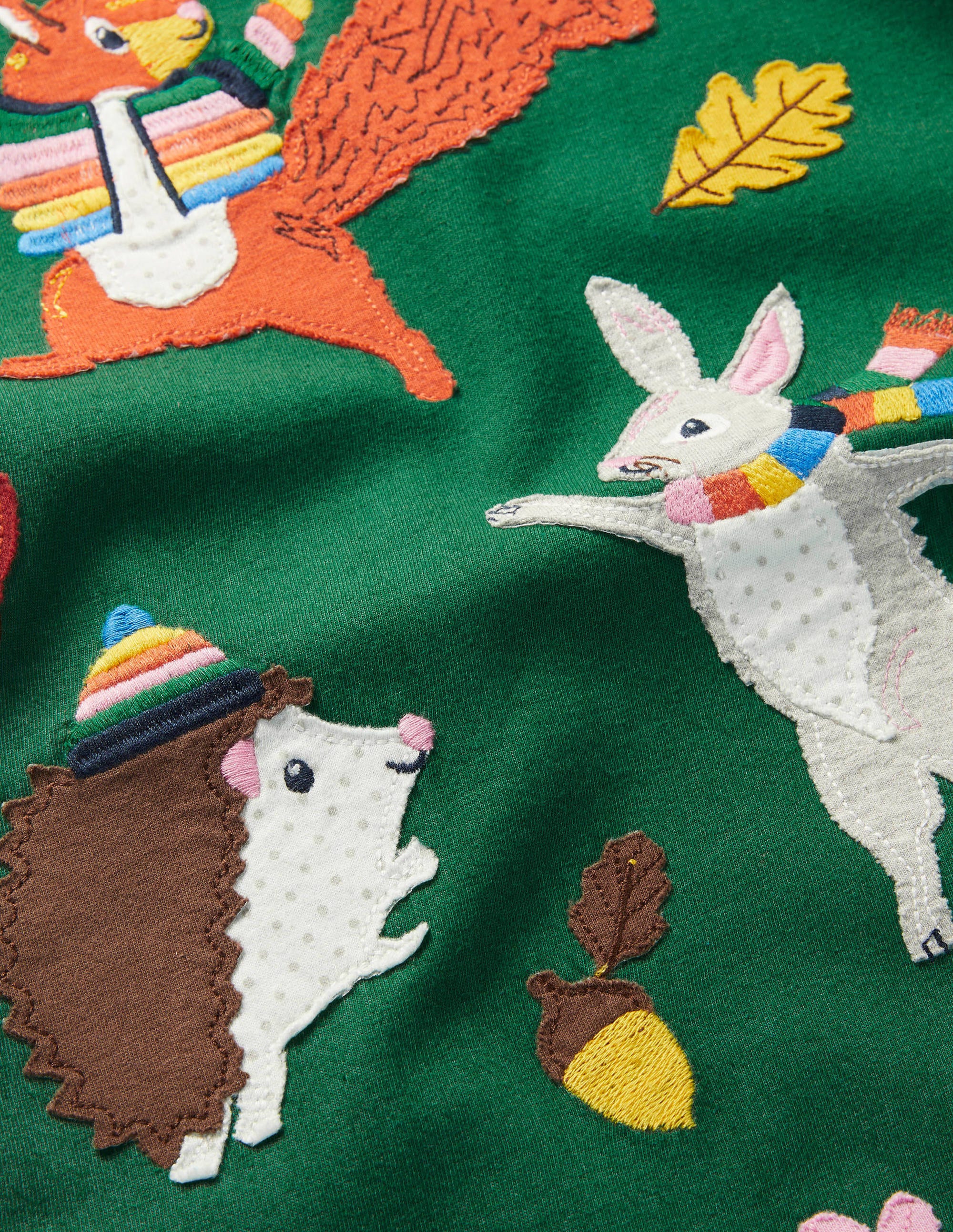 Jerseykleid mit großer Applikation-Waldgrün, Tiere - Image 3