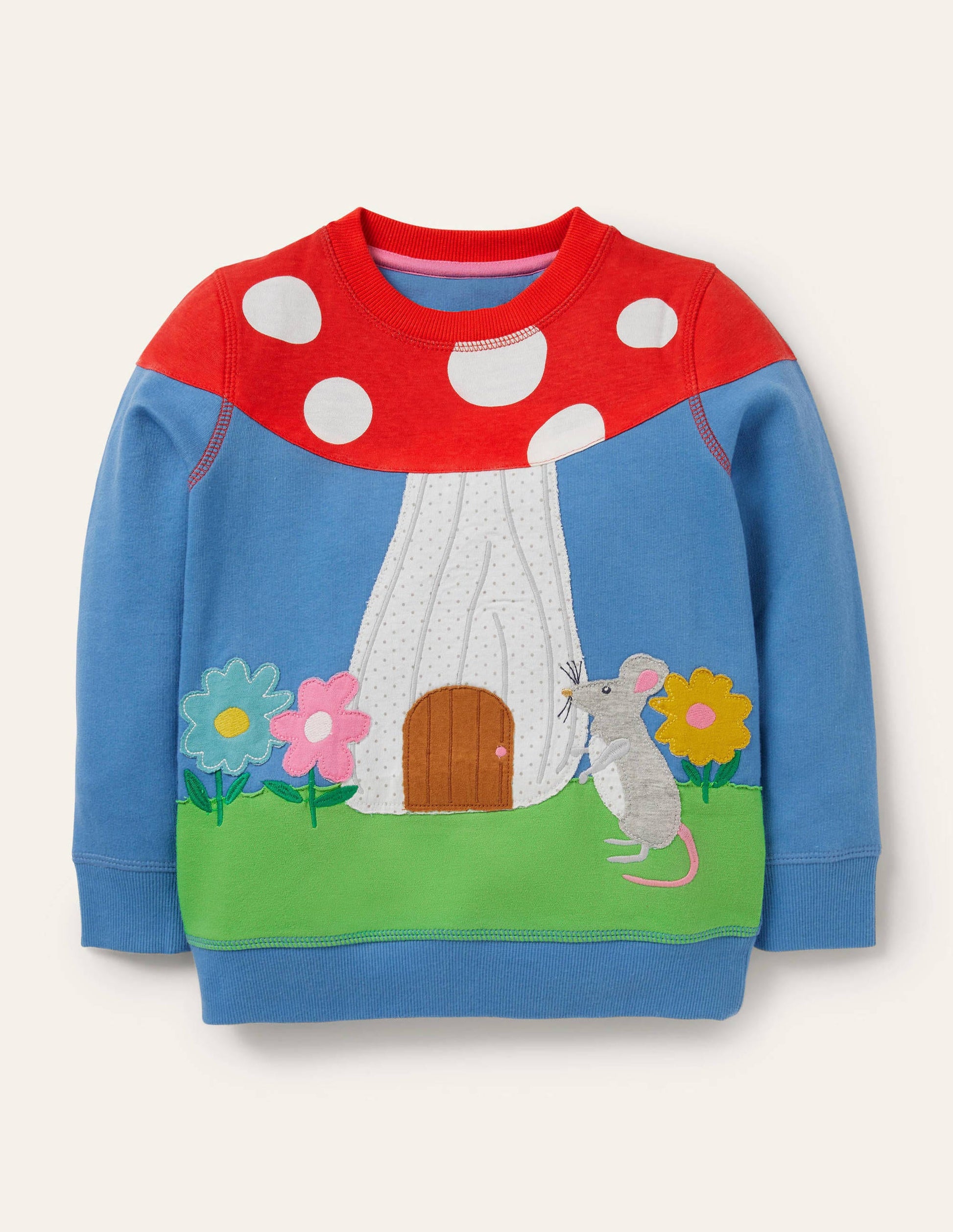 Cosy Appliqué Sweatshirt-Elizabethan Blue Toadstool-1