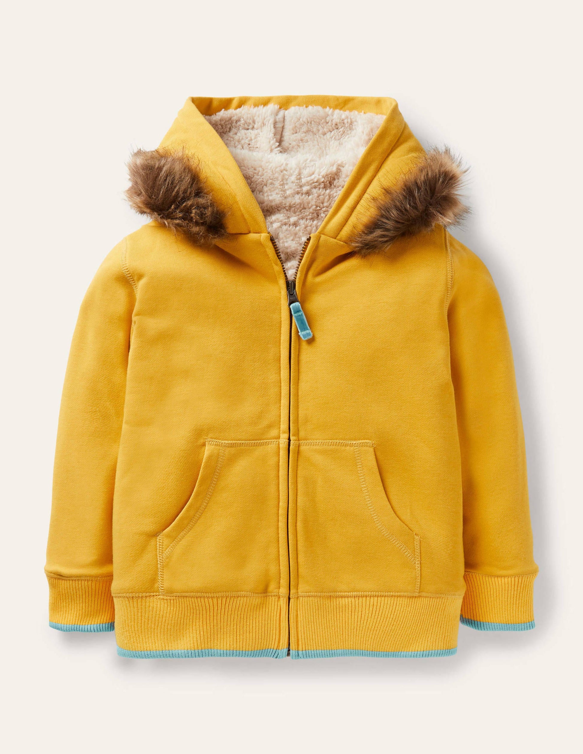 Fun Shaggy-lined Hoodie-Honeycomb Yellow Lion-1
