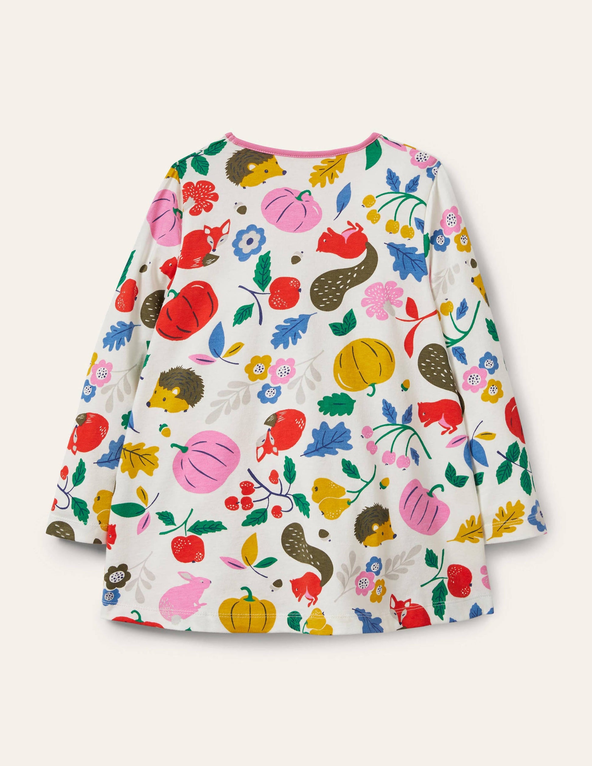 Gemusterte Jersey-Tunika mit Taschen-Naturweiß, Waldfreunde-2