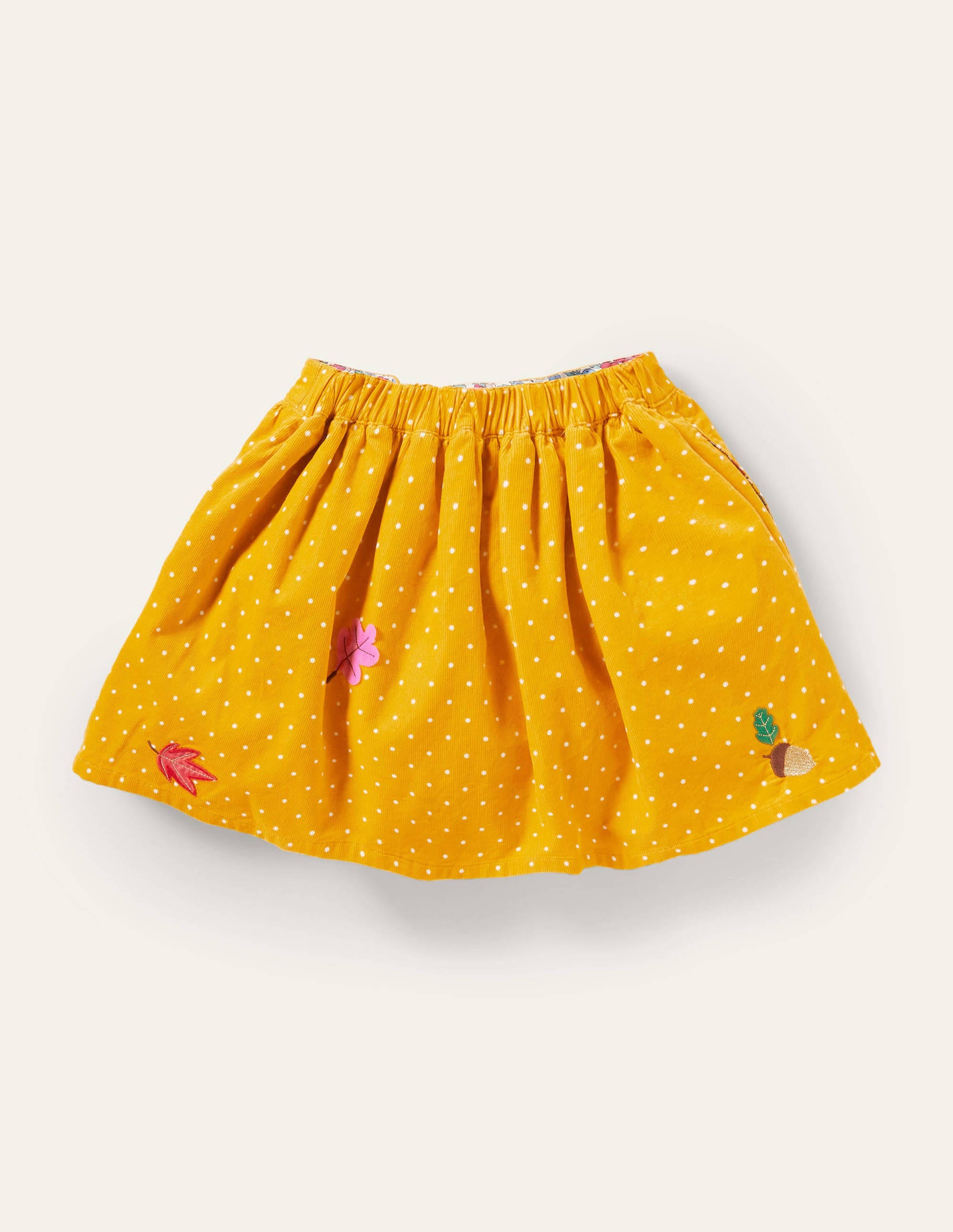 Cord Appliqué Skirt-Honeycomb Yellow Animals - Image 2