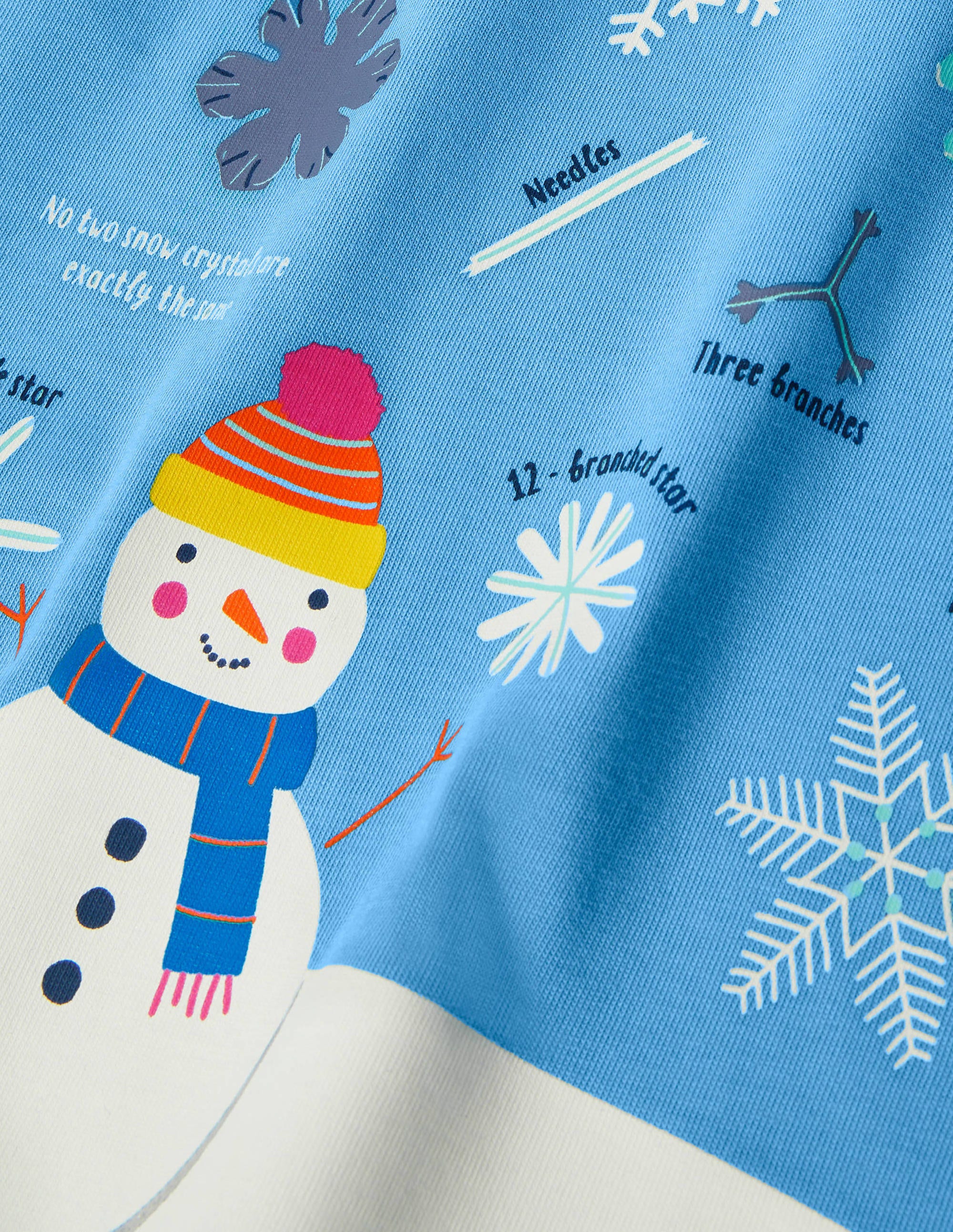 T-Shirt mit lustigen Fakten-Surfbrett-Blau, Schneeflocken - Image 3