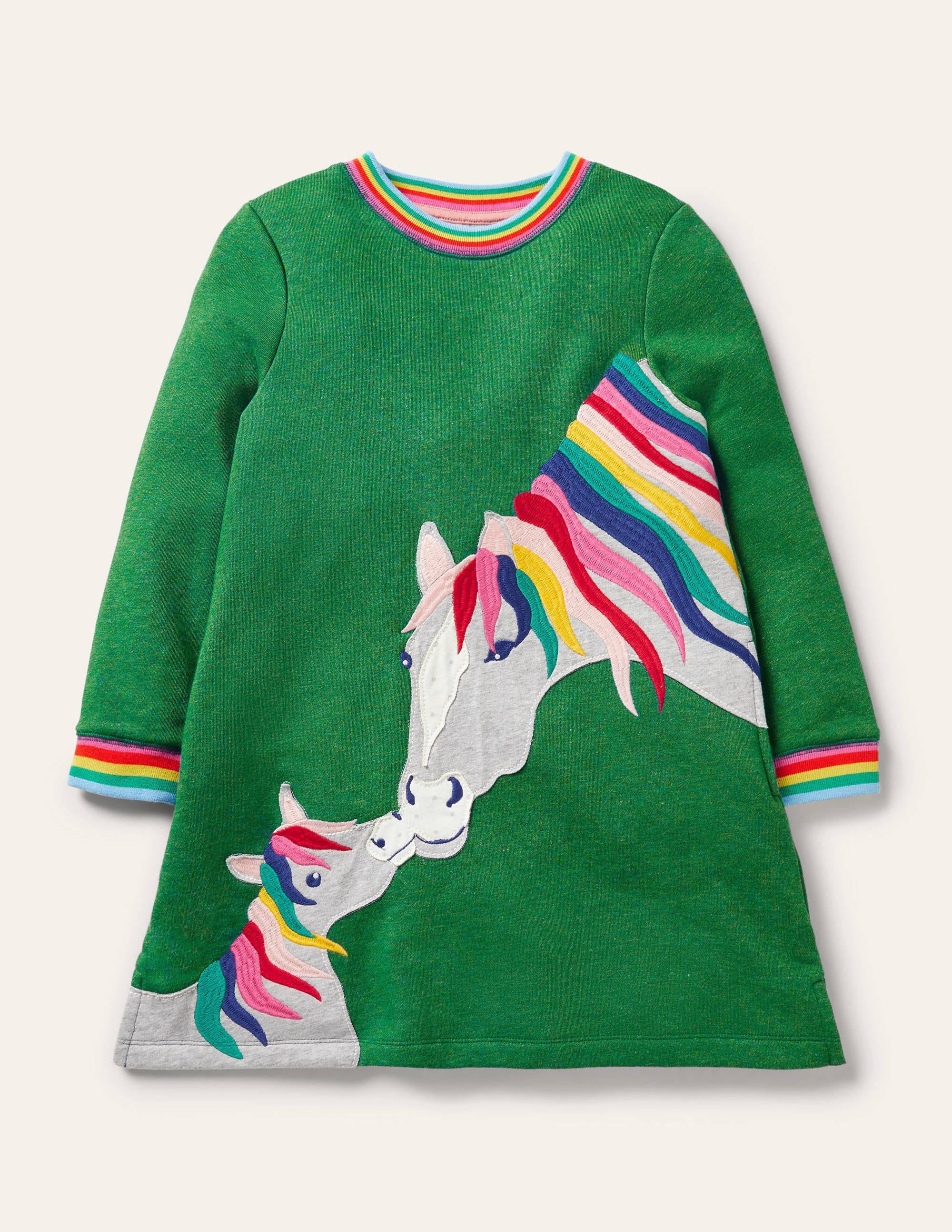 Robe-sweat à appliqué-Chevaux vert des Highlands - Image 1