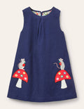 Cord-Schürzenkleid mit Applikation-Schuluniform-Navy, Mäuse