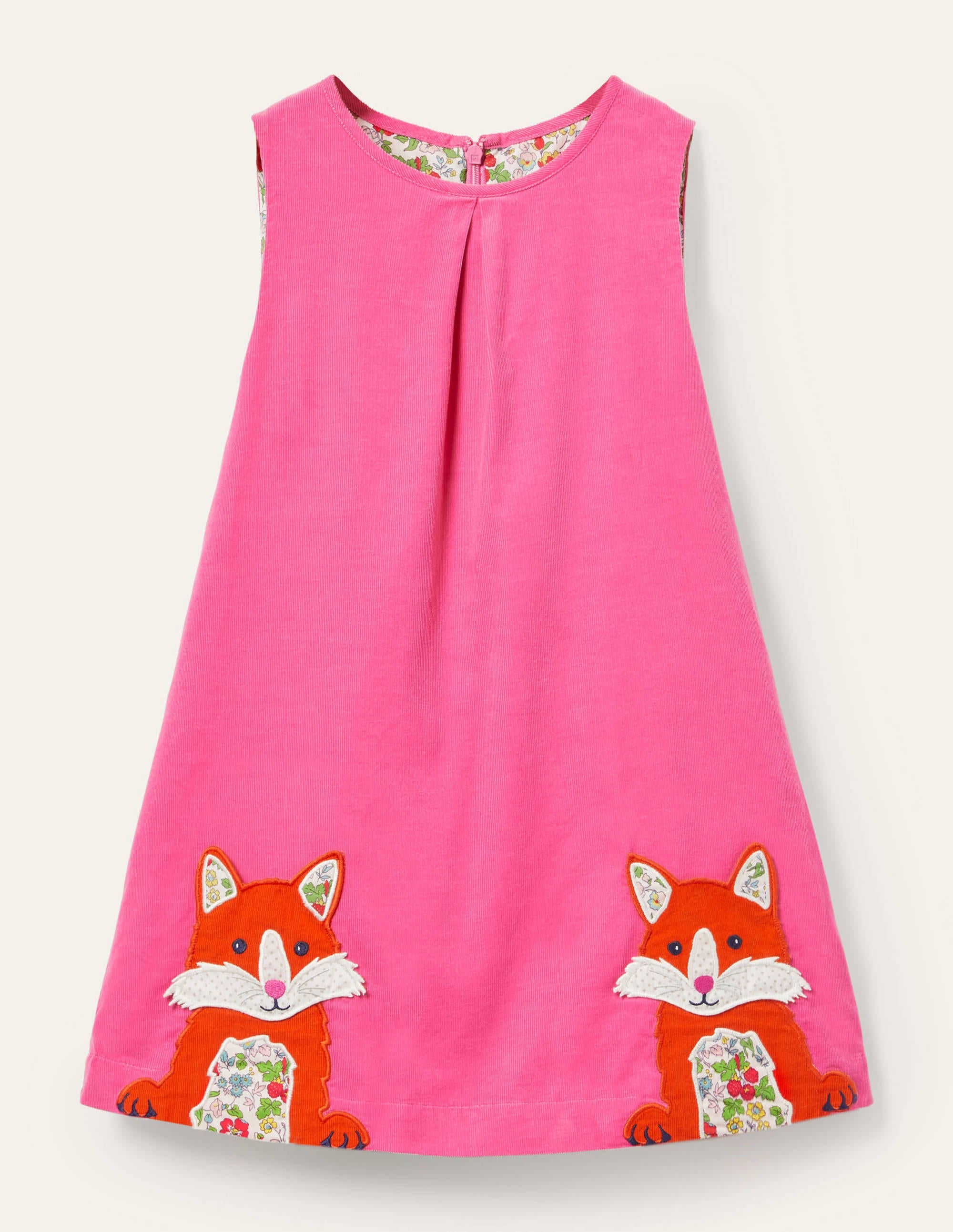 Robe chasuble à appliqué en velours côtelé-Renards rose pétale vif - Image 1