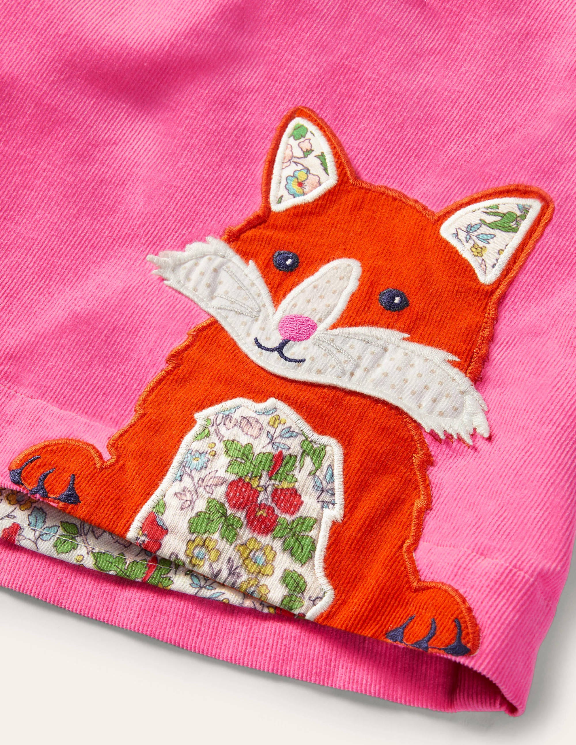 Robe chasuble à appliqué en velours côtelé-Renards rose pétale vif - Image 3