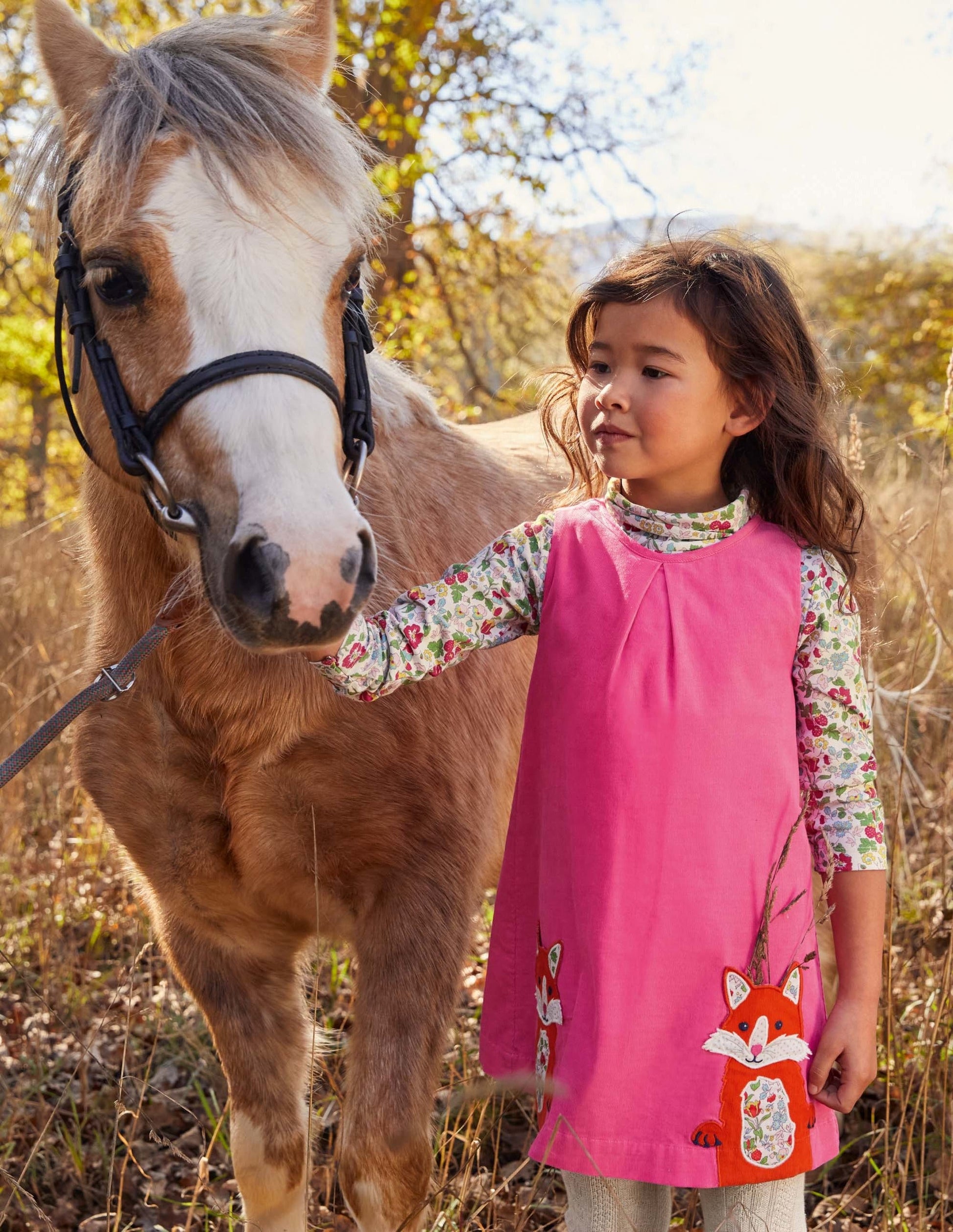 Cord-Schürzenkleid mit Applikation-Helles Blütenrosa, Füchse-4