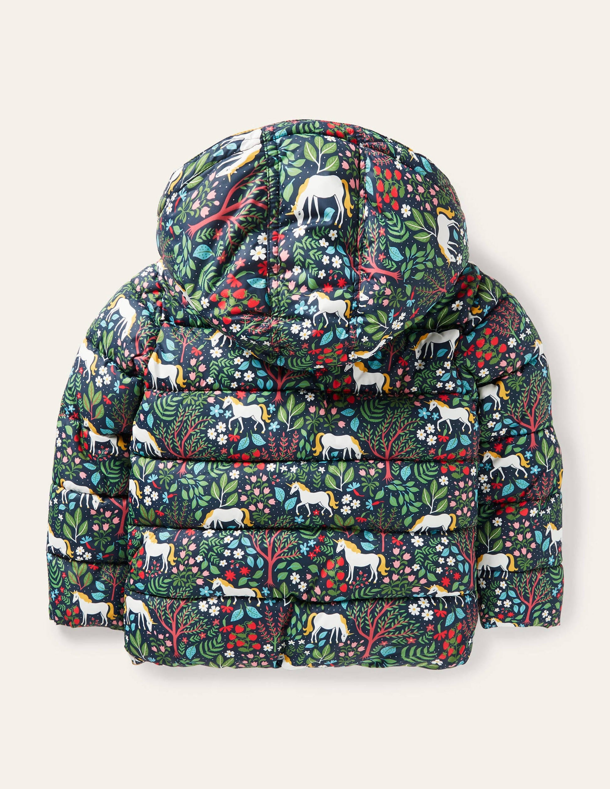 Kuschelige Jacke mit Wattierung-Schwarzblau, Einhörner-Gobelin-2