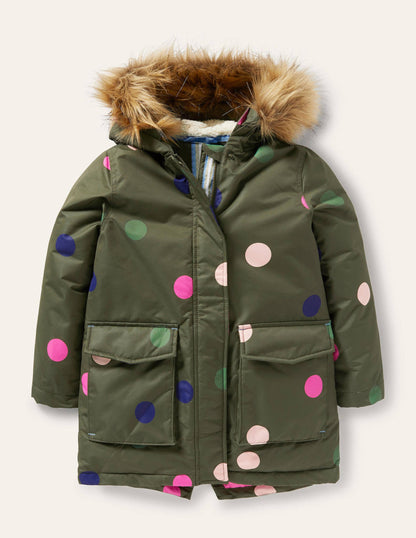 Gemütlicher wasserdichter Mantel-Khaki/Bunt, Getupft