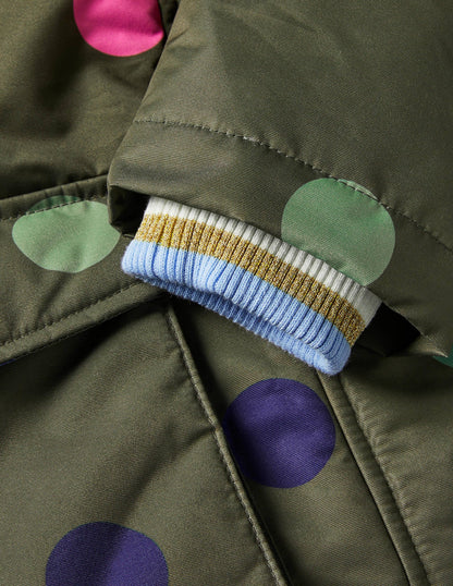 Gemütlicher wasserdichter Mantel-Khaki/Bunt, Getupft
