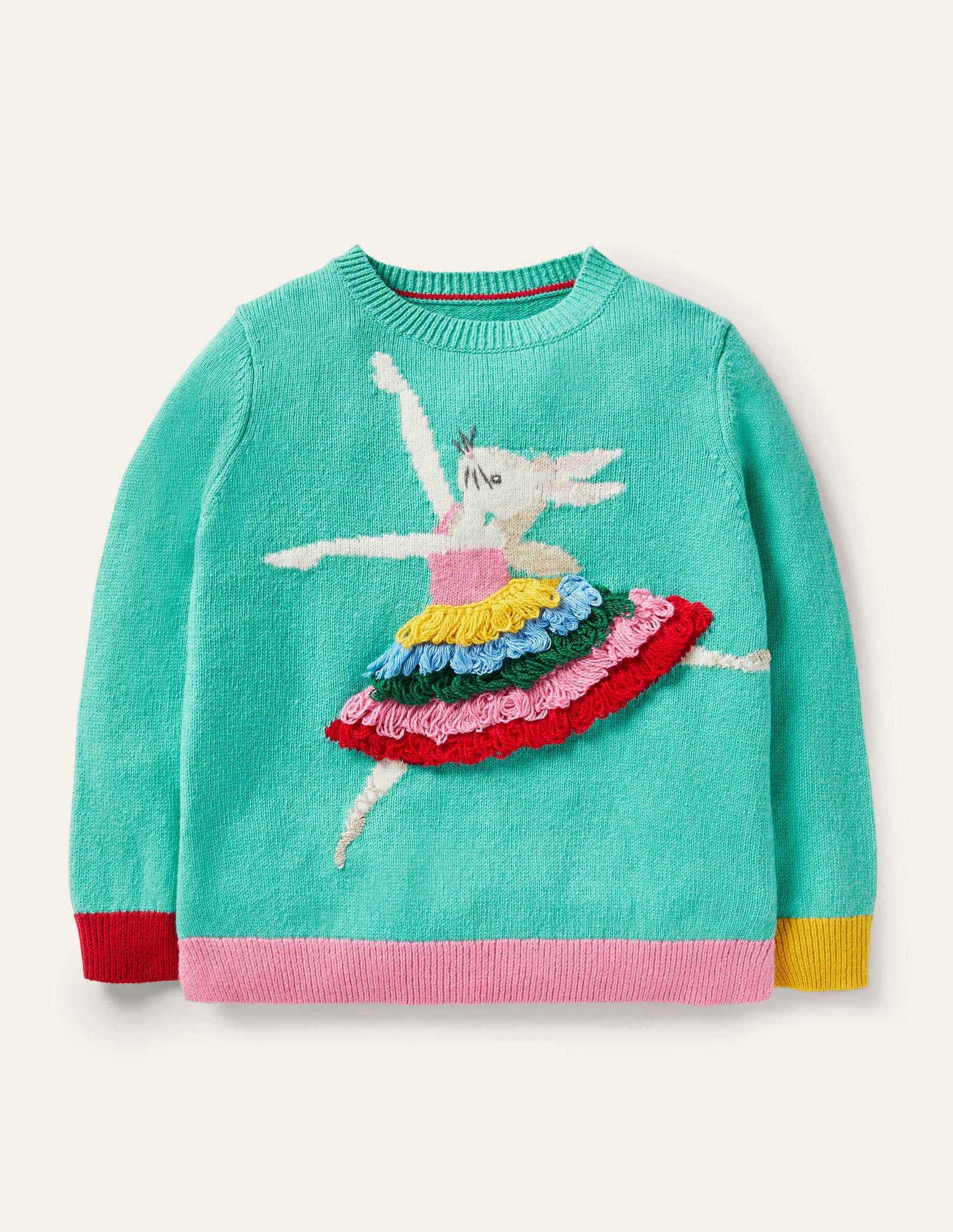 Fröhlicher Pullover-Bachblau, Ballerina/Häschen-1