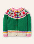 Gemütlicher Fair-Isle-Cardigan-Schottengrün, Wald