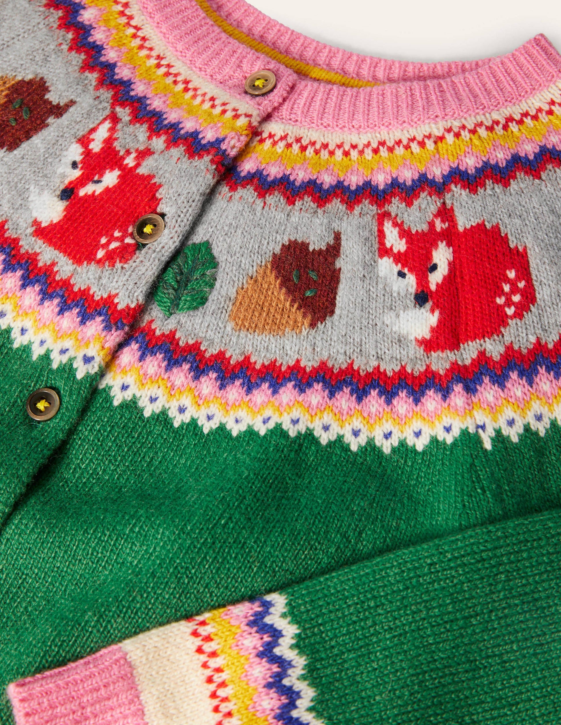 Gemütlicher Fair-Isle-Cardigan-Schottengrün, Wald-3