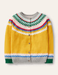 Gilet cosy à motif jacquard-Jaune rayon de miel