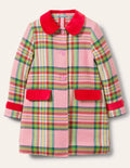 Manteau en laine colorée-Couverture rose à carreaux