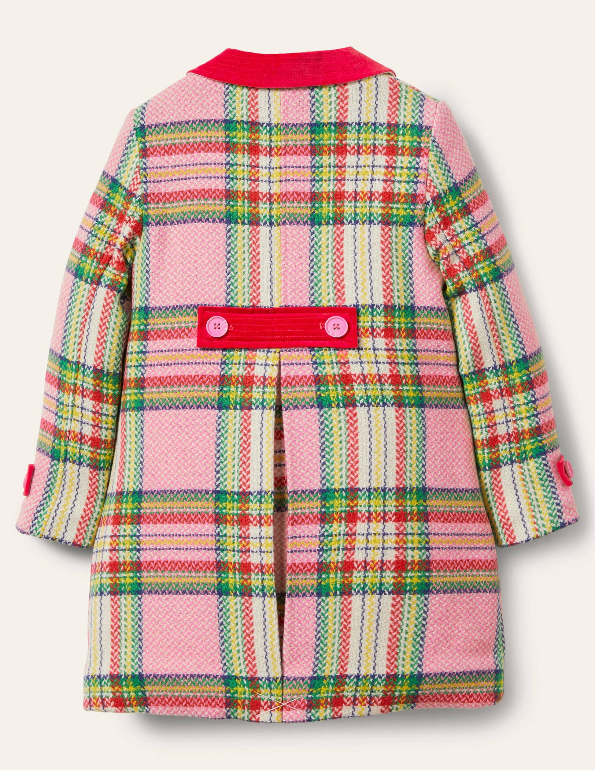 Manteau en laine colorée-Couverture rose à carreaux-2