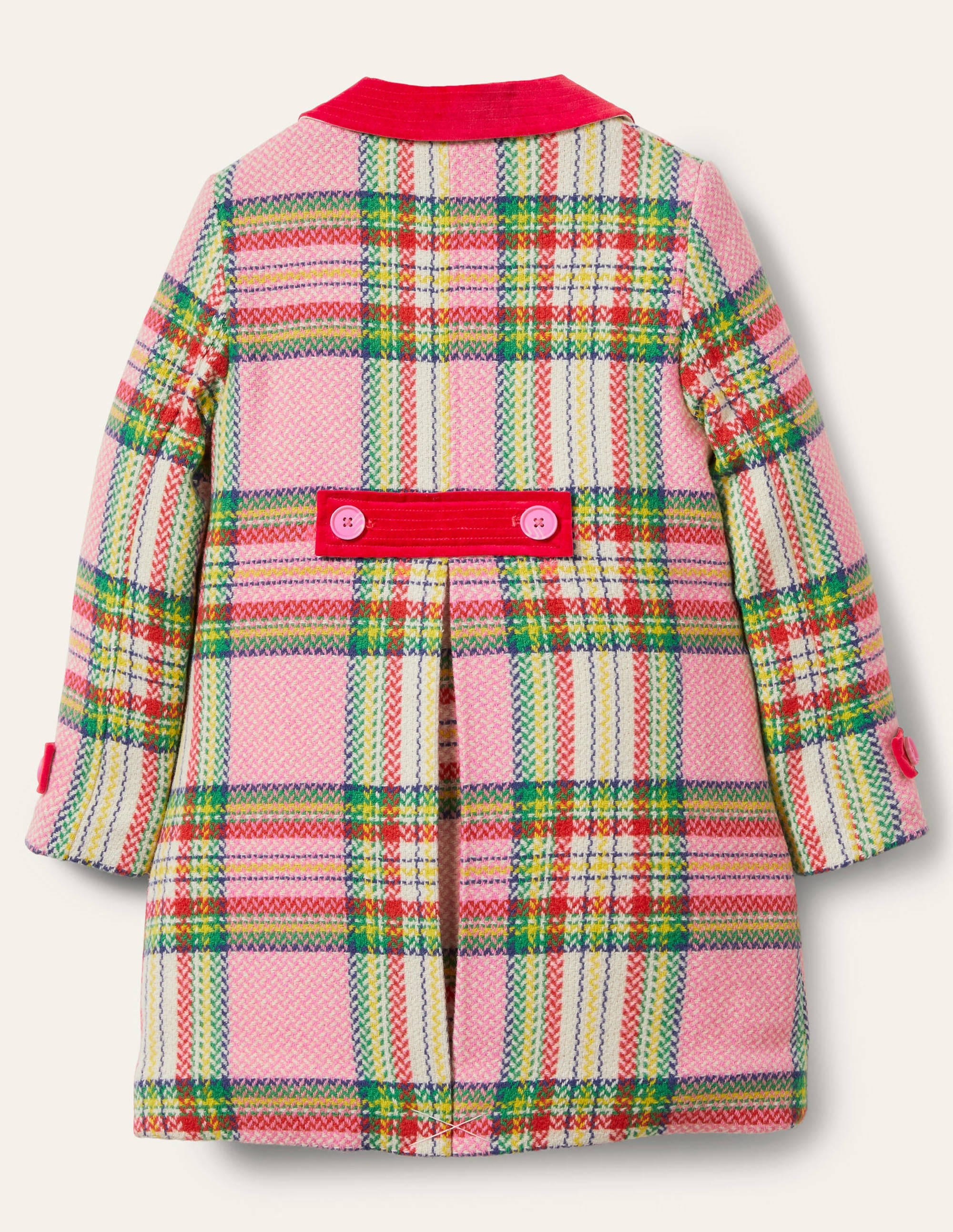 Manteau en laine colorée-Couverture rose à carreaux - Image 2