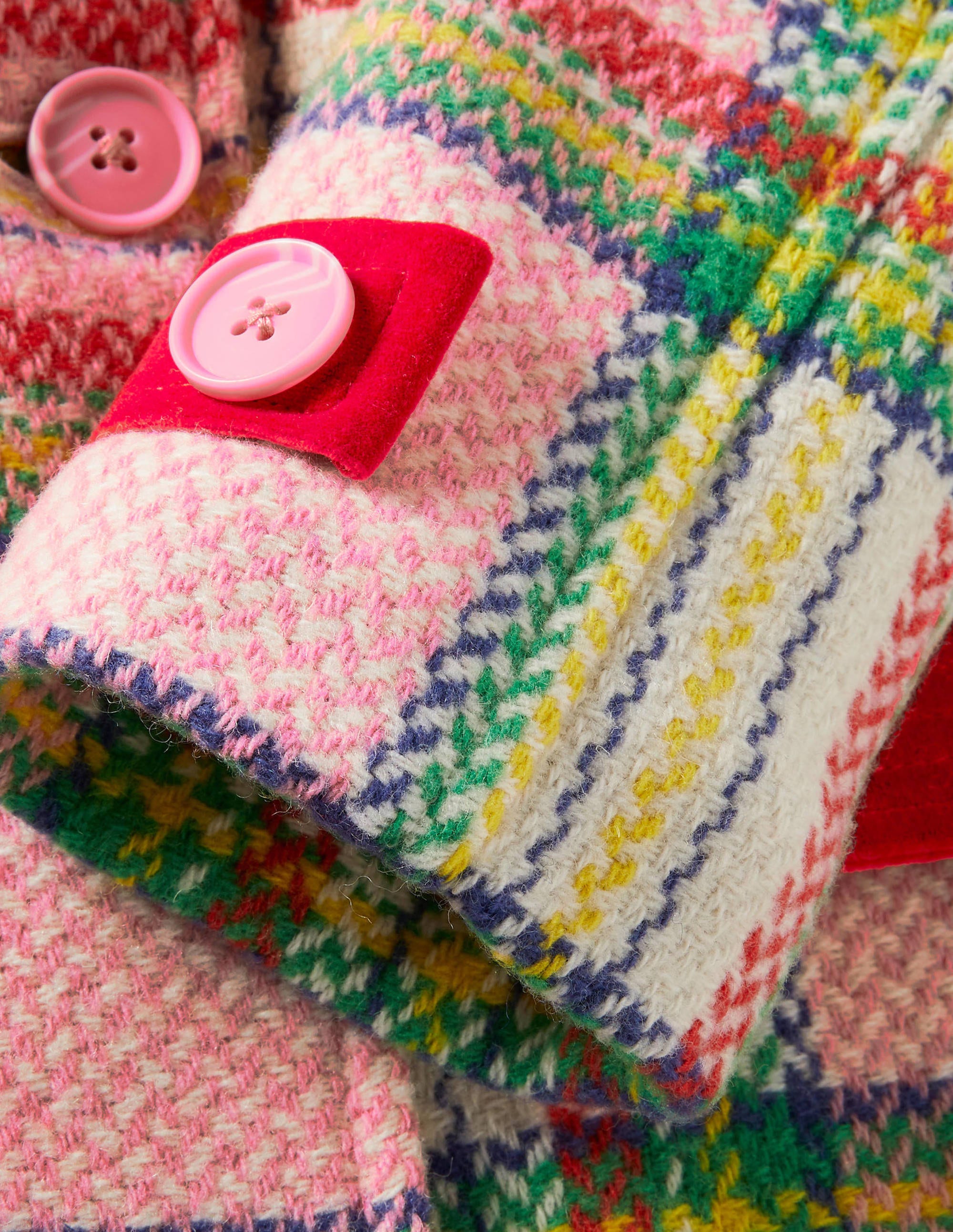 Manteau en laine colorée-Couverture rose à carreaux - Image 3