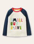 T-shirt texturé à manches raglan-Motif Small But Brave ivoire
