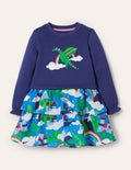Robe à motif pêle-mêle et appliqué-Ciel dragon multi