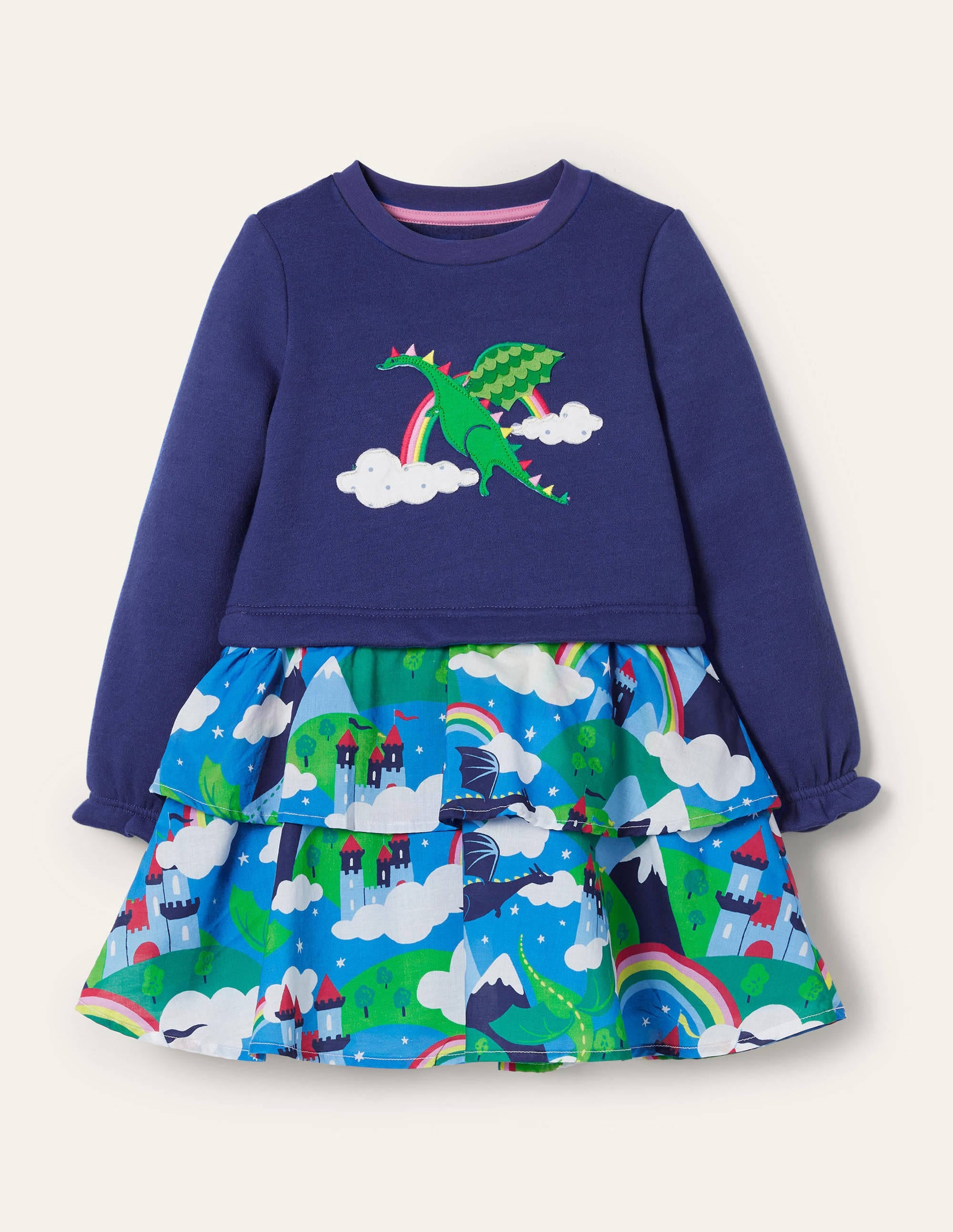 Robe à motif pêle-mêle et appliqué-Ciel dragon multi - Image 1