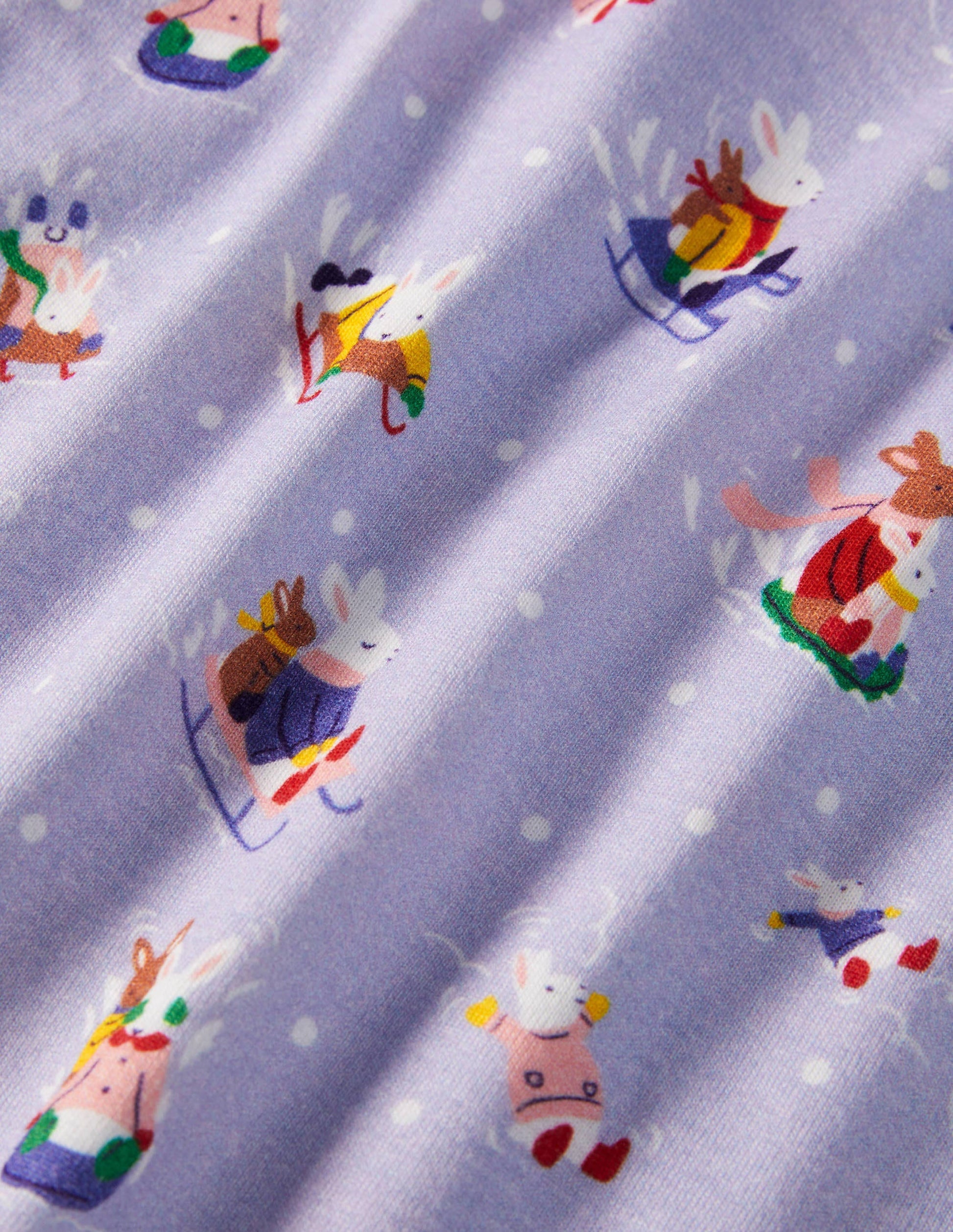 Langer Schlafanzug mit anliegender Passform-Winterhimmelblau, Schneehäschen-3