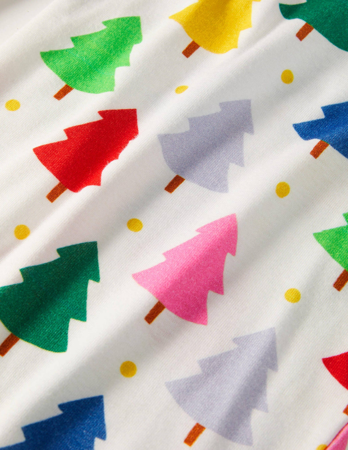 Snug Long John Pyjamas-Ivory Rainbow Christmas Trees - Image 3