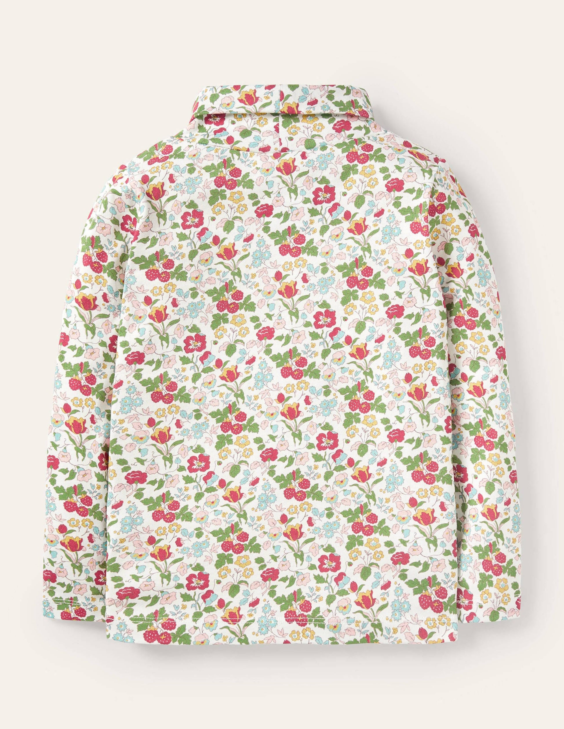 Superweiches Oberteil mit Rollkragen-Naturweiß/Herbstbeere, Blumenmuster-2