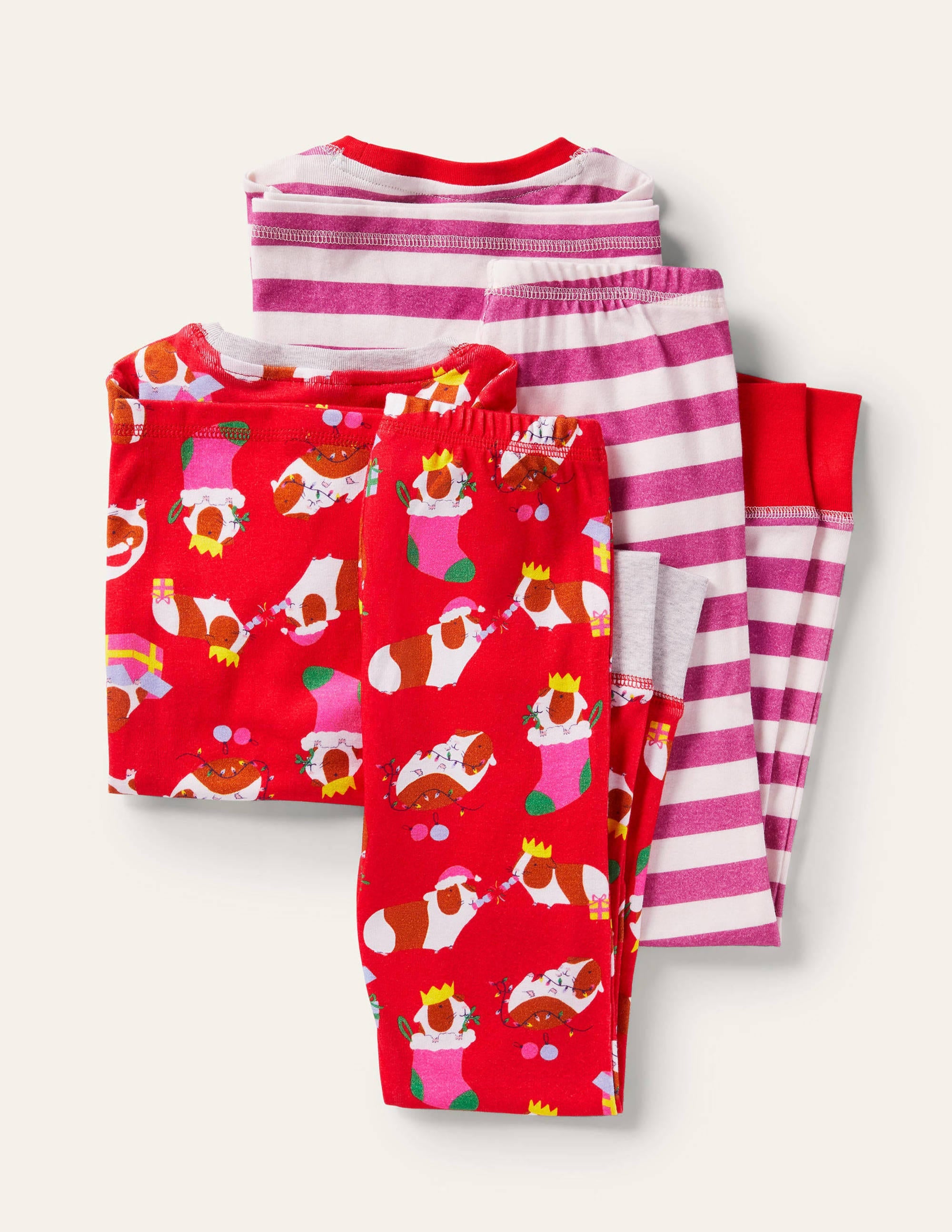 2 pyjamas douillets-Cochons d'Inde rouge/rose - Image 2
