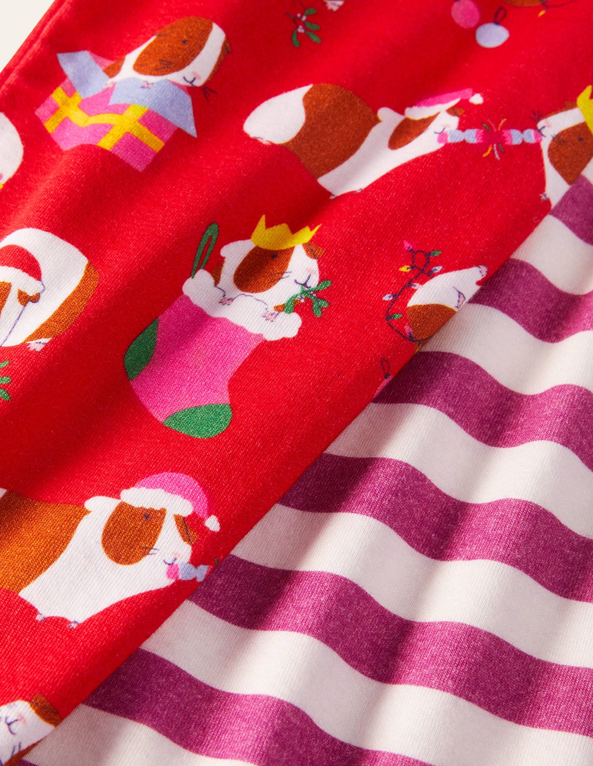 2 pyjamas douillets-Cochons d'Inde rouge/rose-3