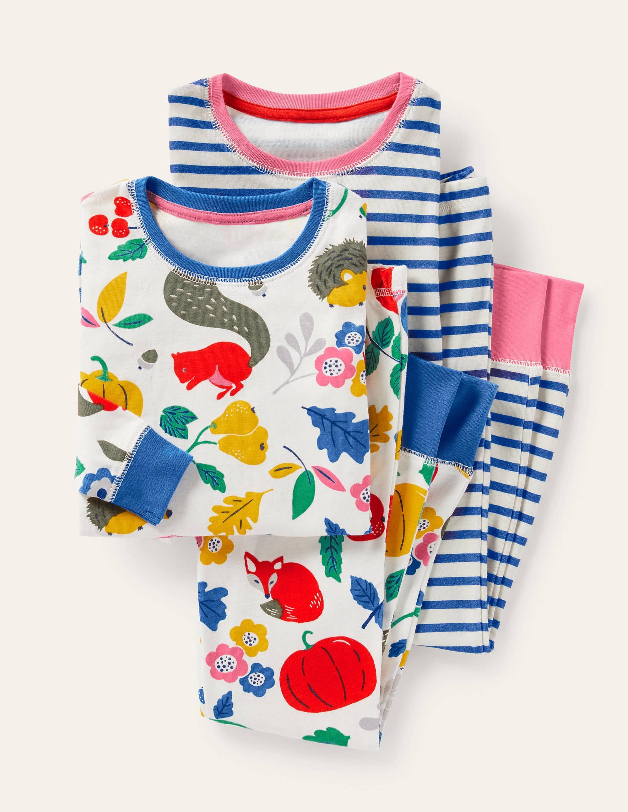2 pyjamas douillets-Amis sylvestres ivoire/bleu - Image 1