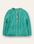 Cardigan mit Zopfstrickmuster-Bachblau