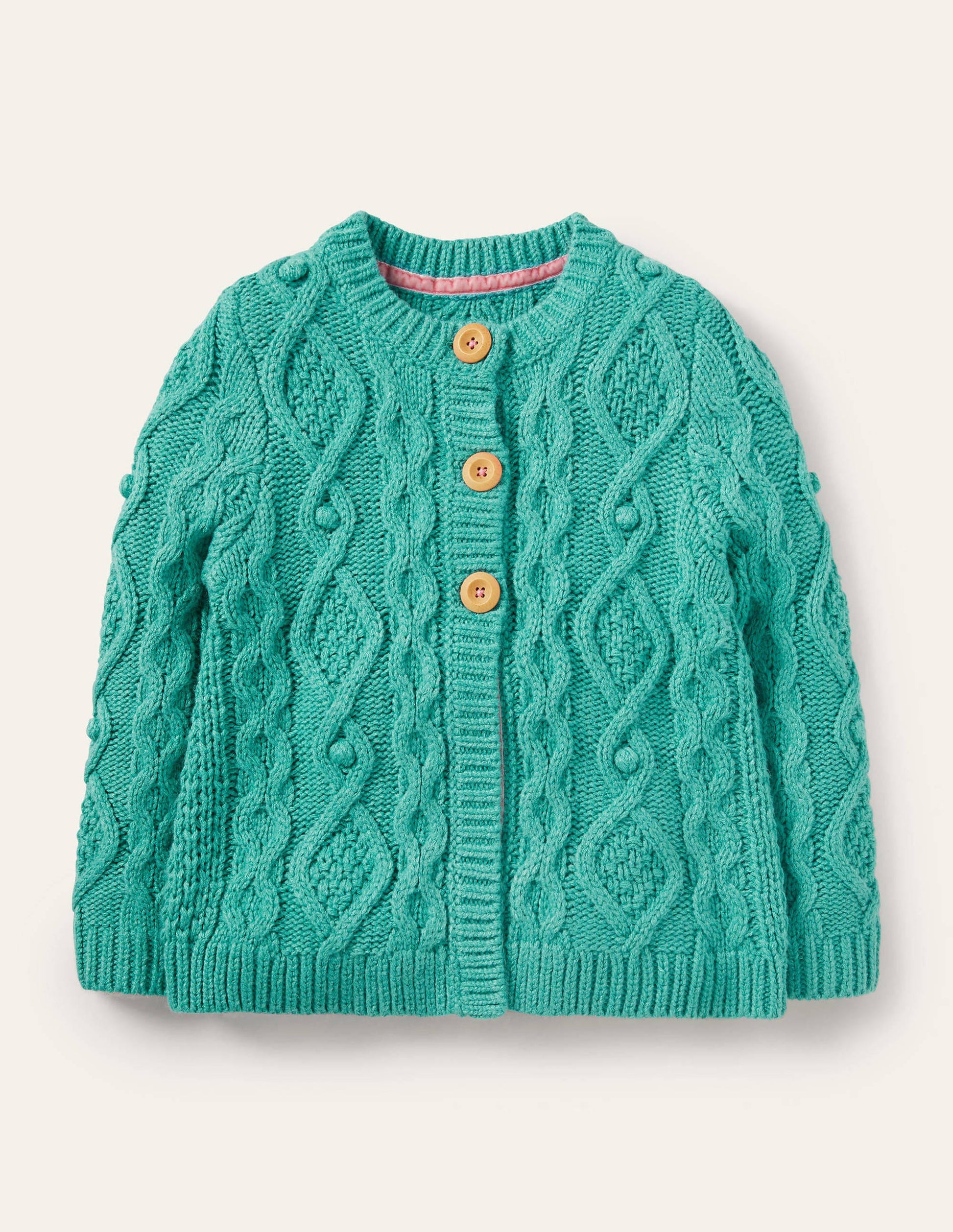 Cardigan mit Zopfstrickmuster-Bachblau-1