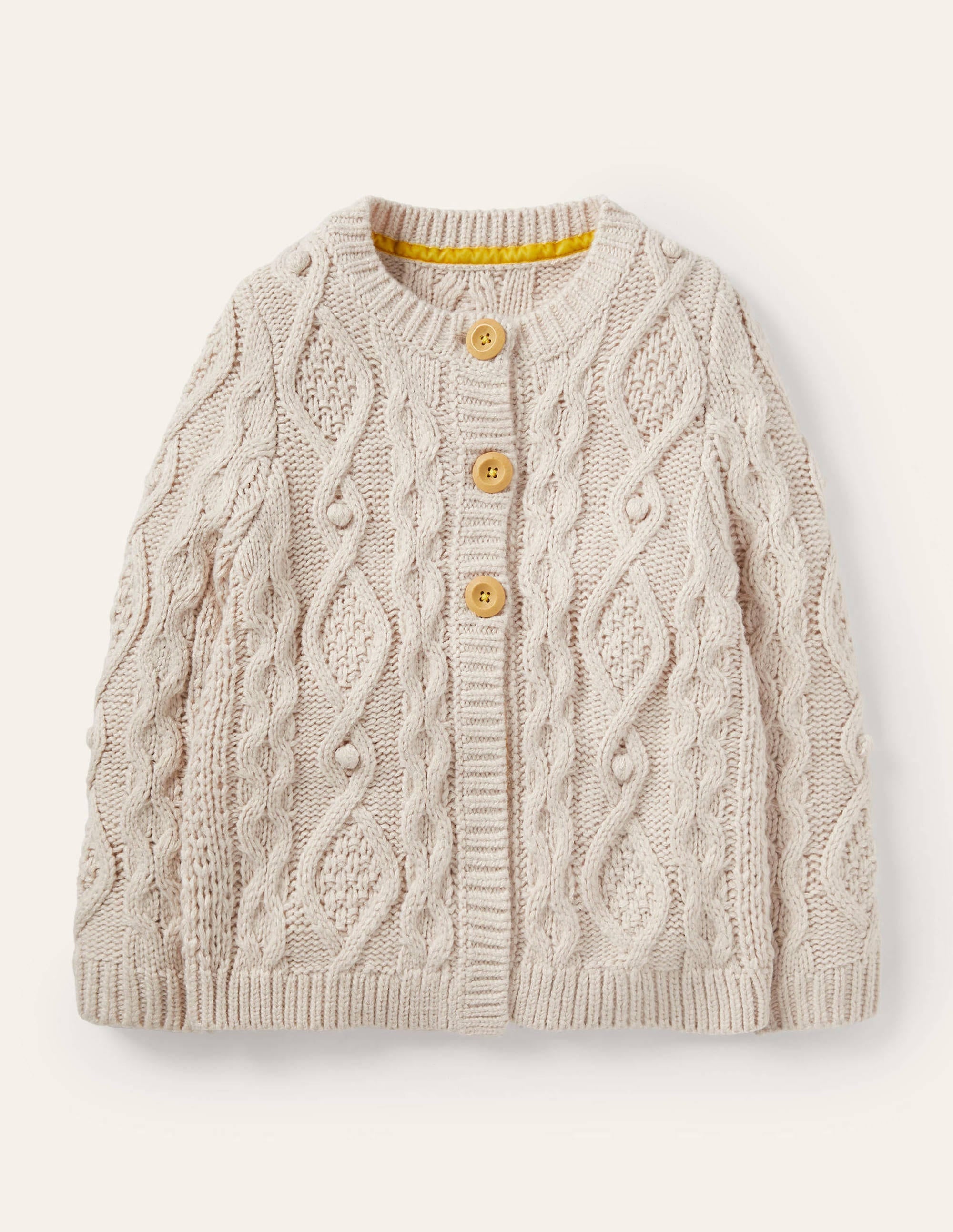 Cardigan mit Zopfstrickmuster-Ecru - Image 1
