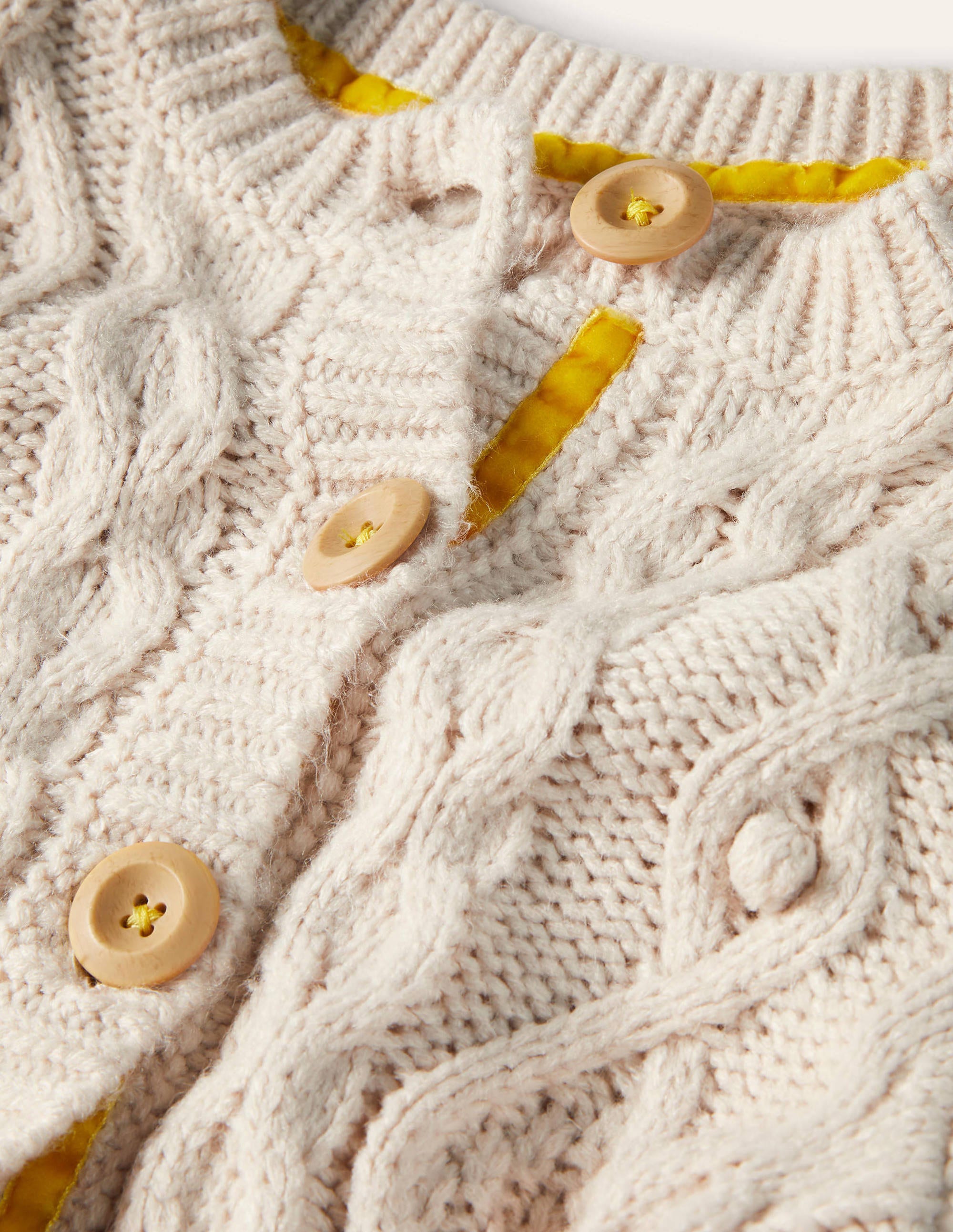 Cardigan mit Zopfstrickmuster-Ecru - Image 3
