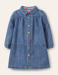 Robe tissée avec col-Chambray