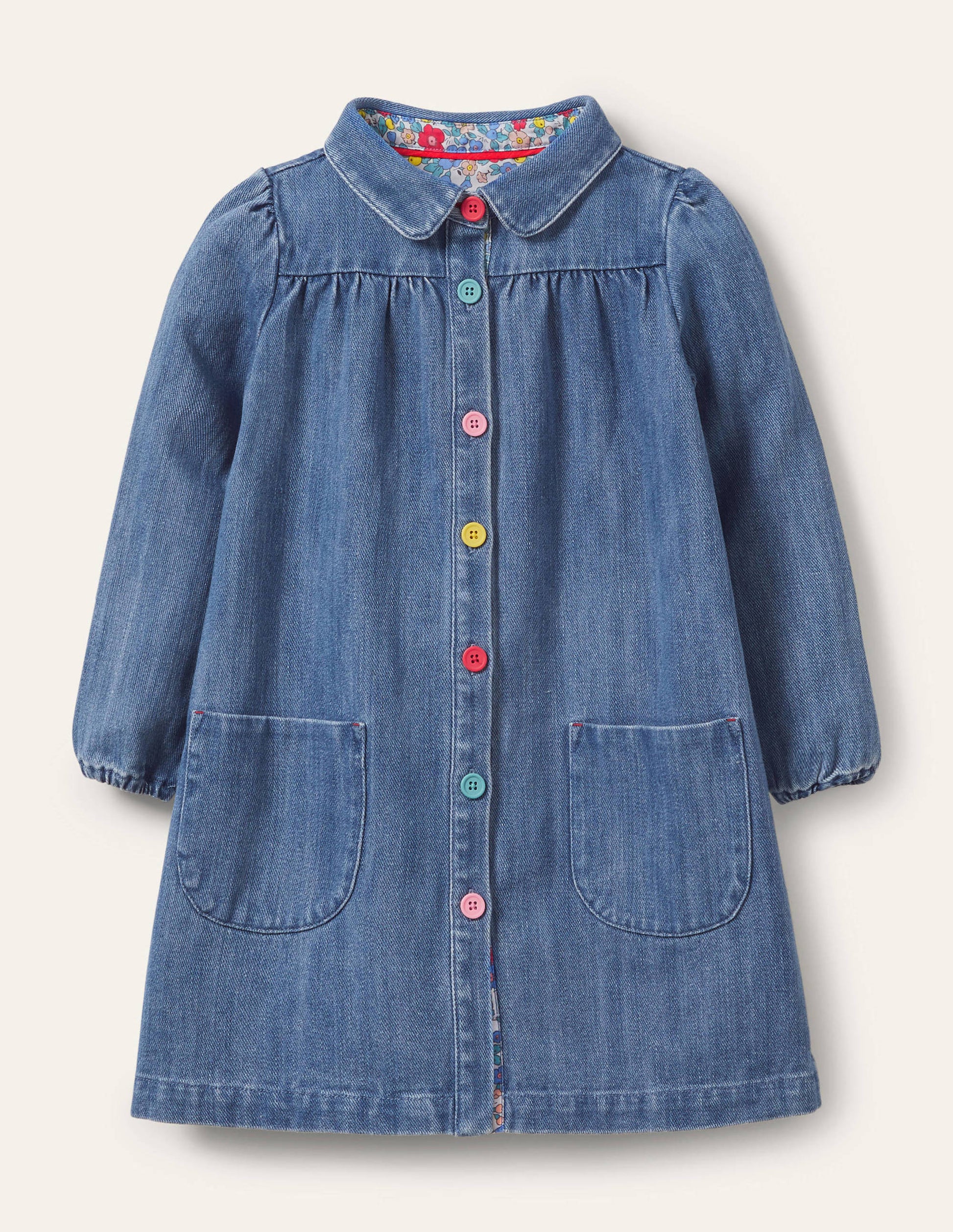 Robe tissée avec col-Chambray-1