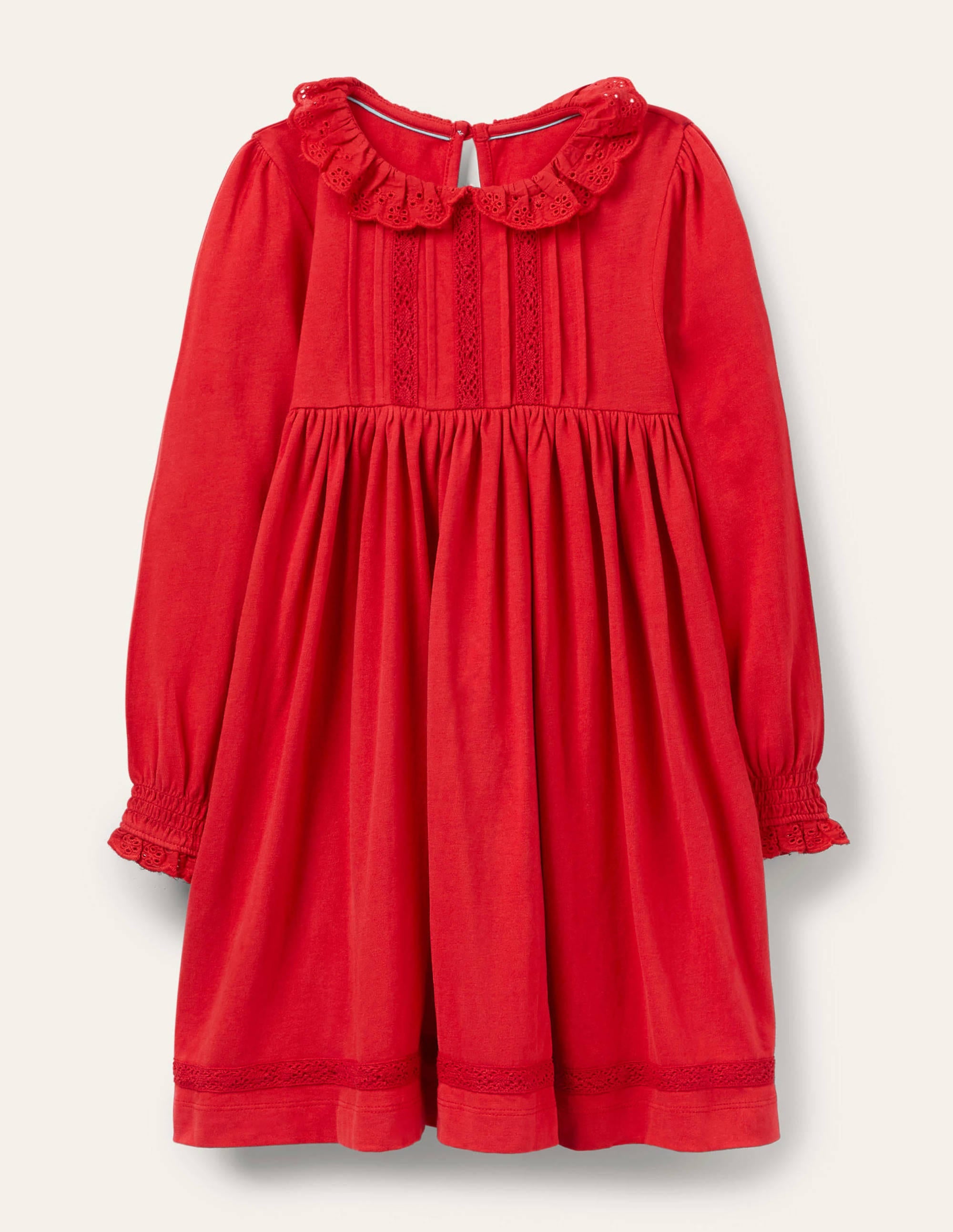 Jerseykleid mit Lochstickerei am Kragen-Rockabilly-Rot - Image 1