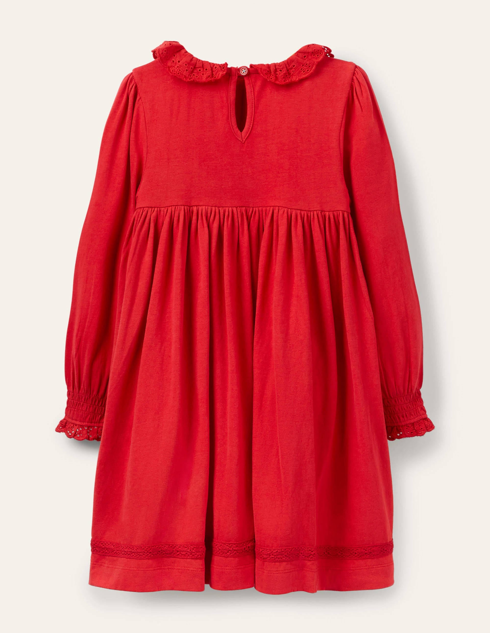 Jerseykleid mit Lochstickerei am Kragen-Rockabilly-Rot - Image 2
