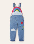 Salopette à appliqué arc-en-ciel-Denim vintage moyen