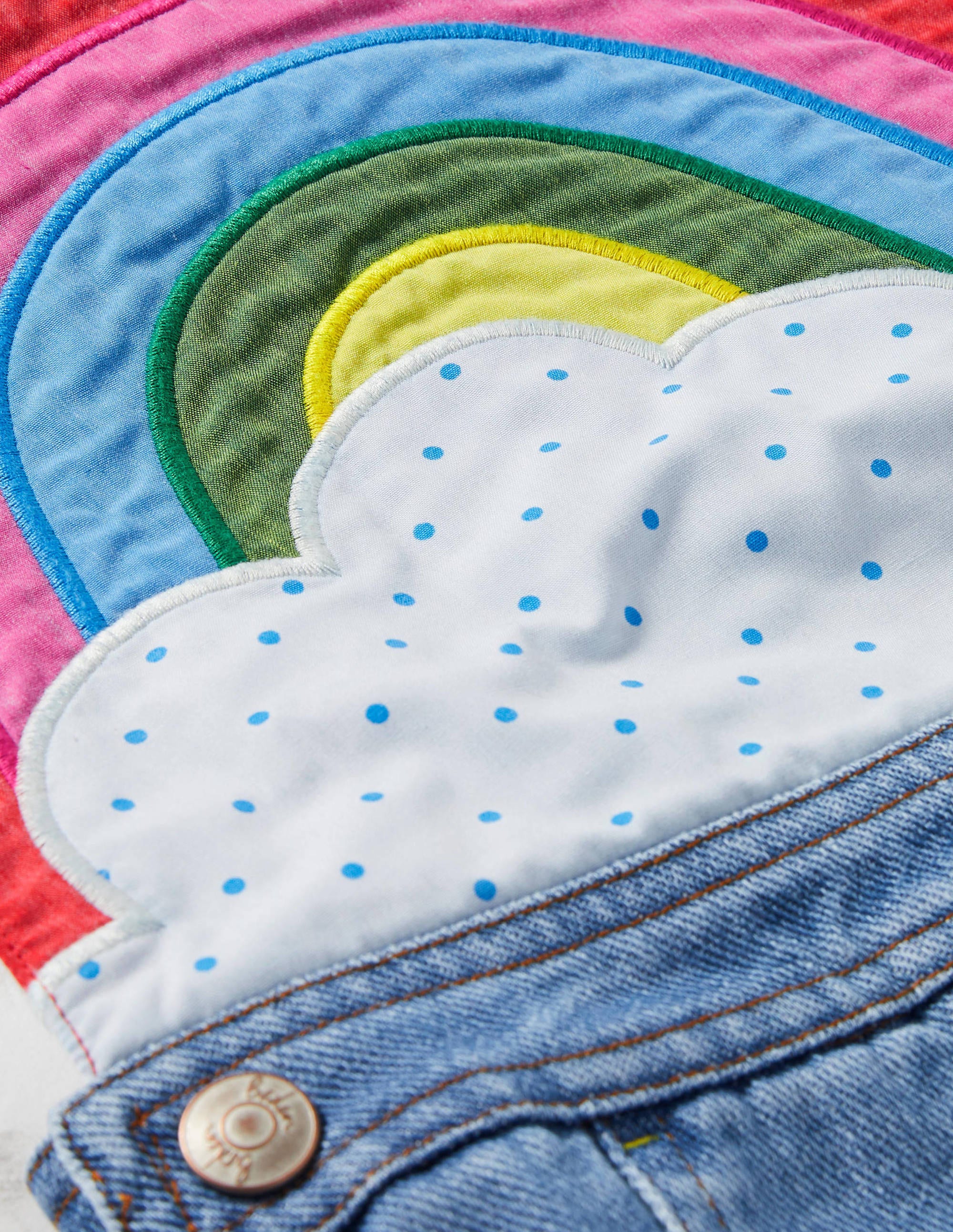 Salopette à appliqué arc-en-ciel-Denim vintage moyen - Image 3