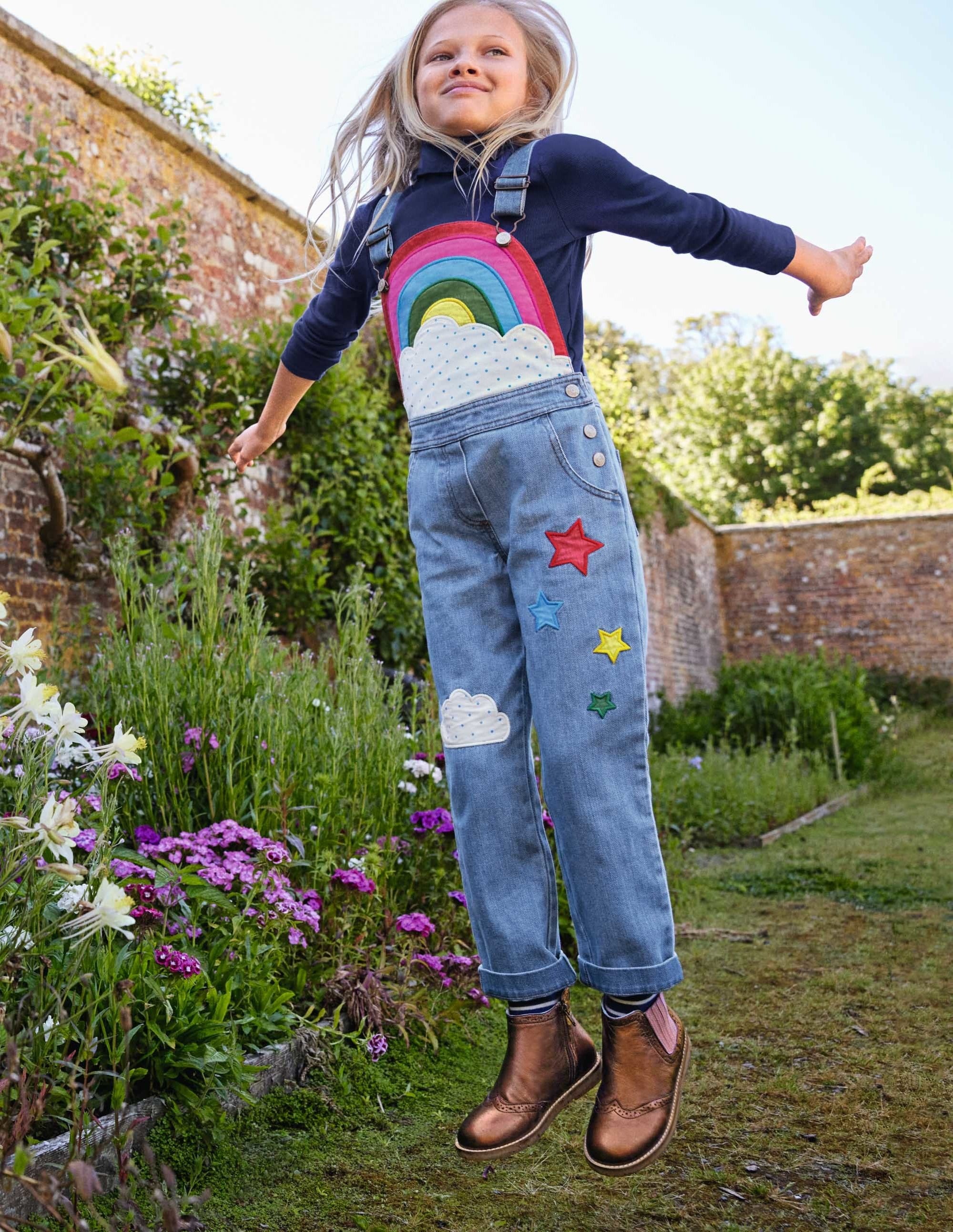 Salopette à appliqué arc-en-ciel-Denim vintage moyen - Image 4