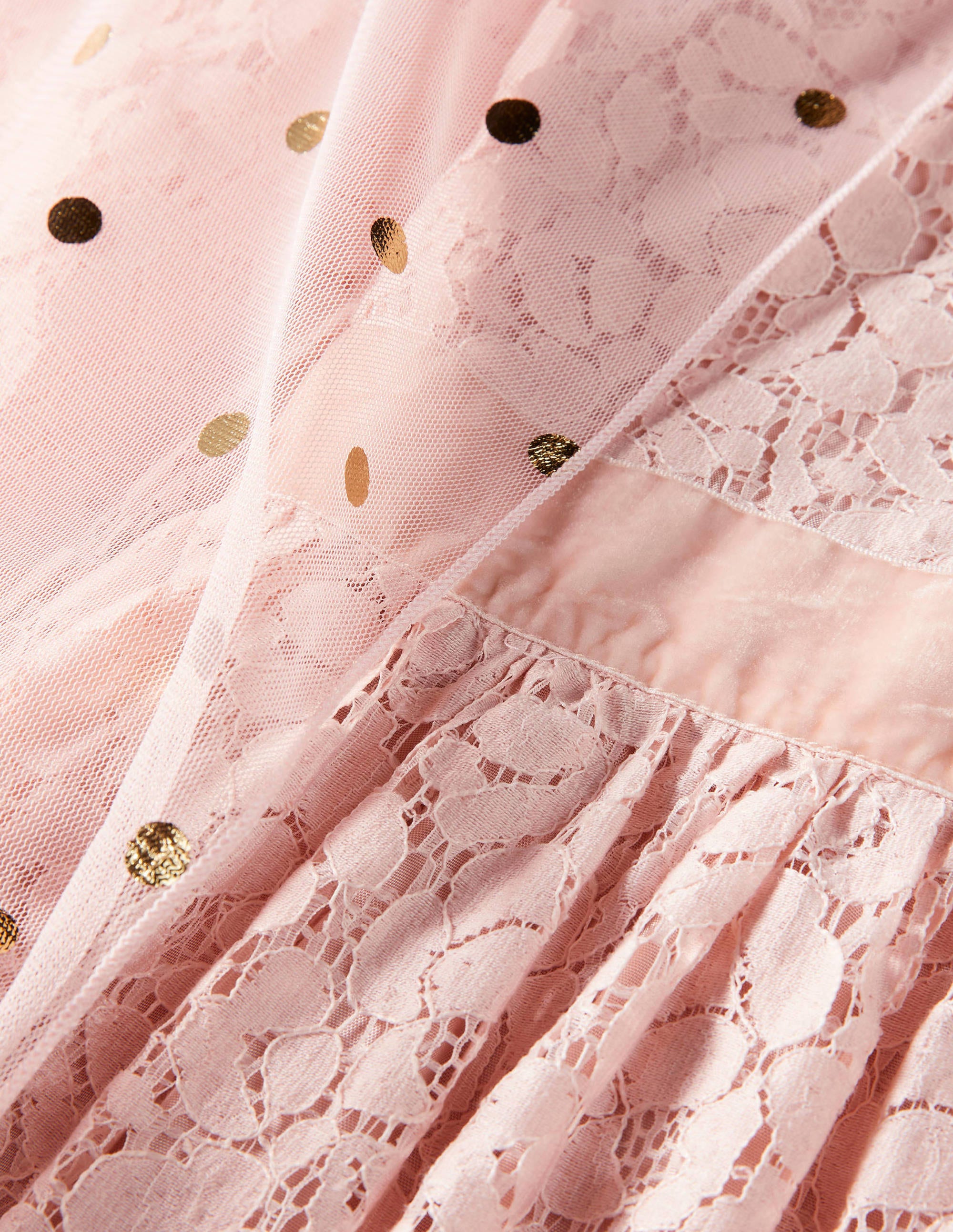 Kleid mit Spitzencape-Provenzalisches Rosa/Gold, Folientupfen - Image 3