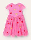 Tüllkleid mit Herzen-Helles Blütenrosa