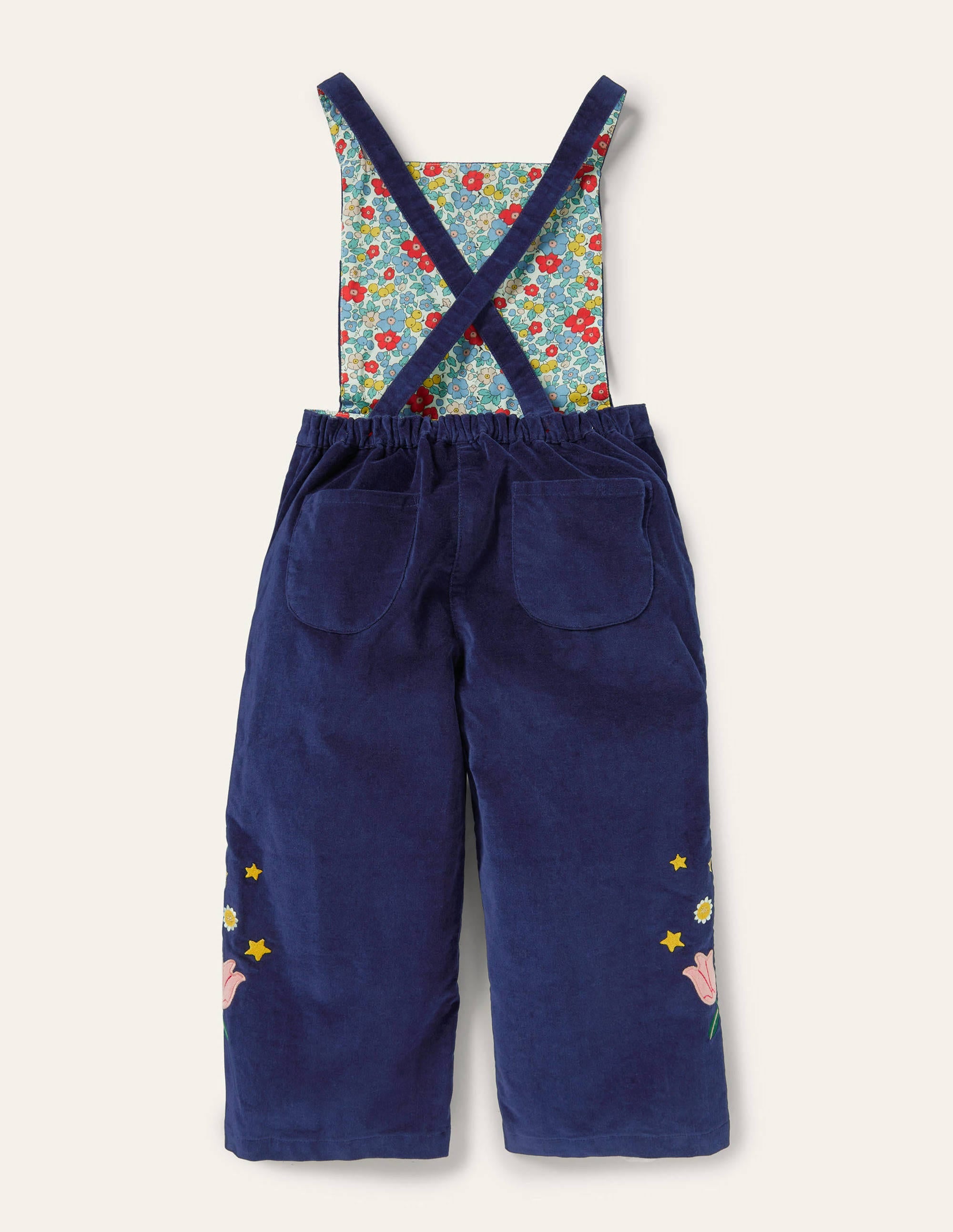 Embroidered Velvet Dungarees-College Navy - Image 2