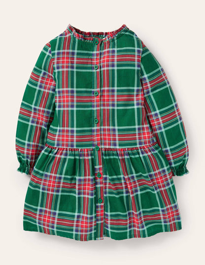 Robe tissée décontractée à carreaux-Carreaux vert forêt-2