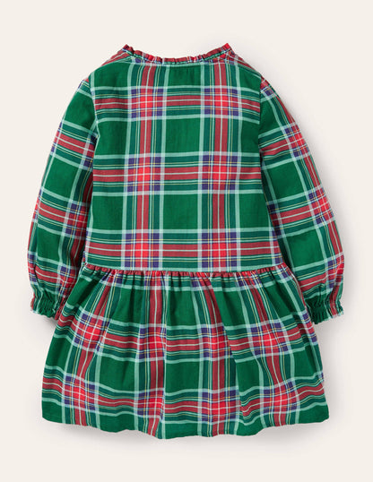 Robe tissée décontractée à carreaux-Carreaux vert forêt-3