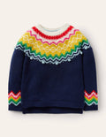 Gemütlicher Fair-Isle-Pullover-Segelblau