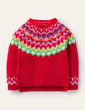 Pull cosy à motif jacquard-Rouge rockabilly